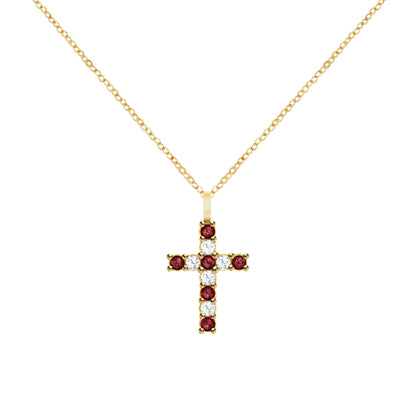 Rosecliff Cross Diamond & Garnet Pendant in 14k Gold (January)