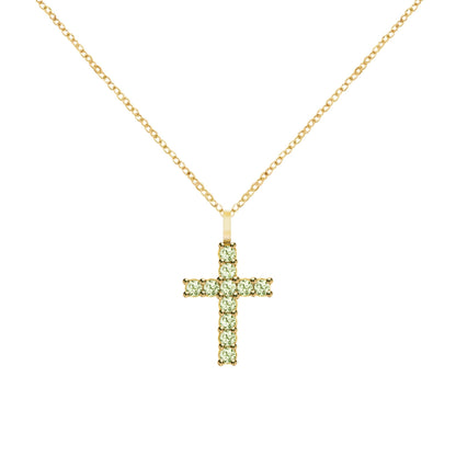 Rosecliff Cross Peridot Pendant in 14k Gold (August)