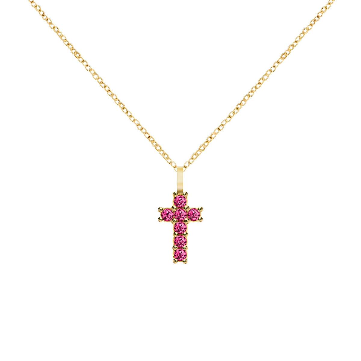 Rosecliff Small Cross Ruby Pendant in 14k Gold (July)