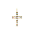 Rosecliff Cross Diamond & Opal Pendant in 14k Gold (October)