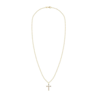 Rosecliff Cross Diamond & Opal Pendant in 14k Gold (October)