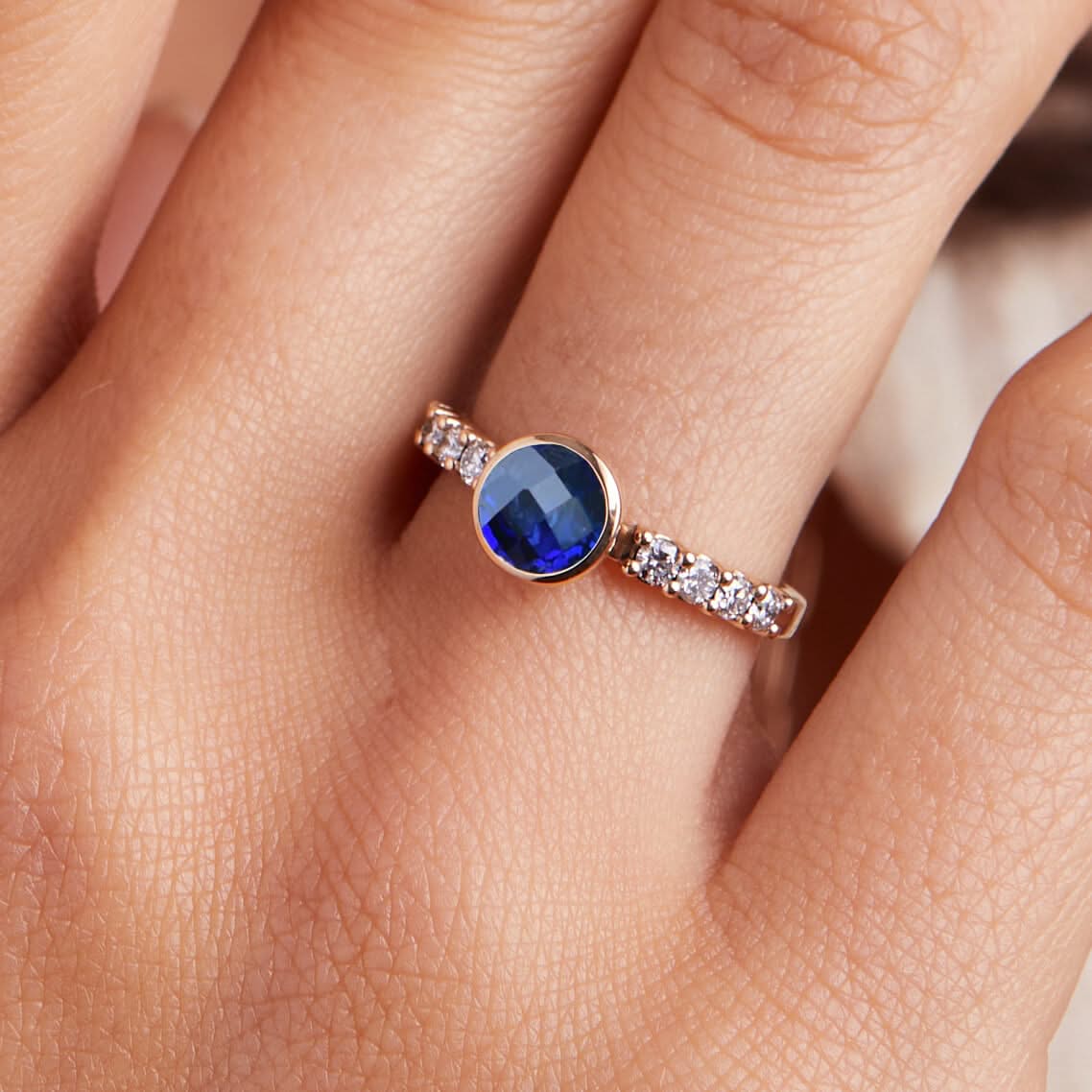 Rosecliff Grand Sapphire Ring in 14k Gold (September)