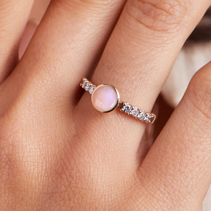 Rosecliff Grand Pink Opal Ring in 14k Gold (October)