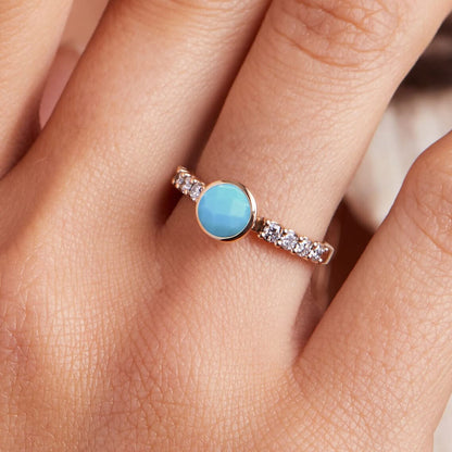 Rosecliff Grand Turquoise Ring in 14k Gold (December)
