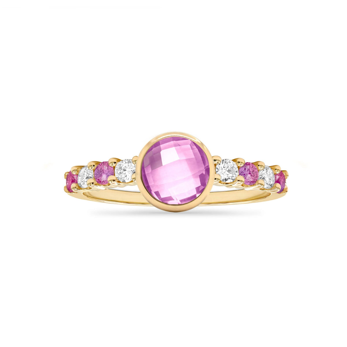 Rosecliff Grand Pink Sapphire Ring in 14k Gold (October)