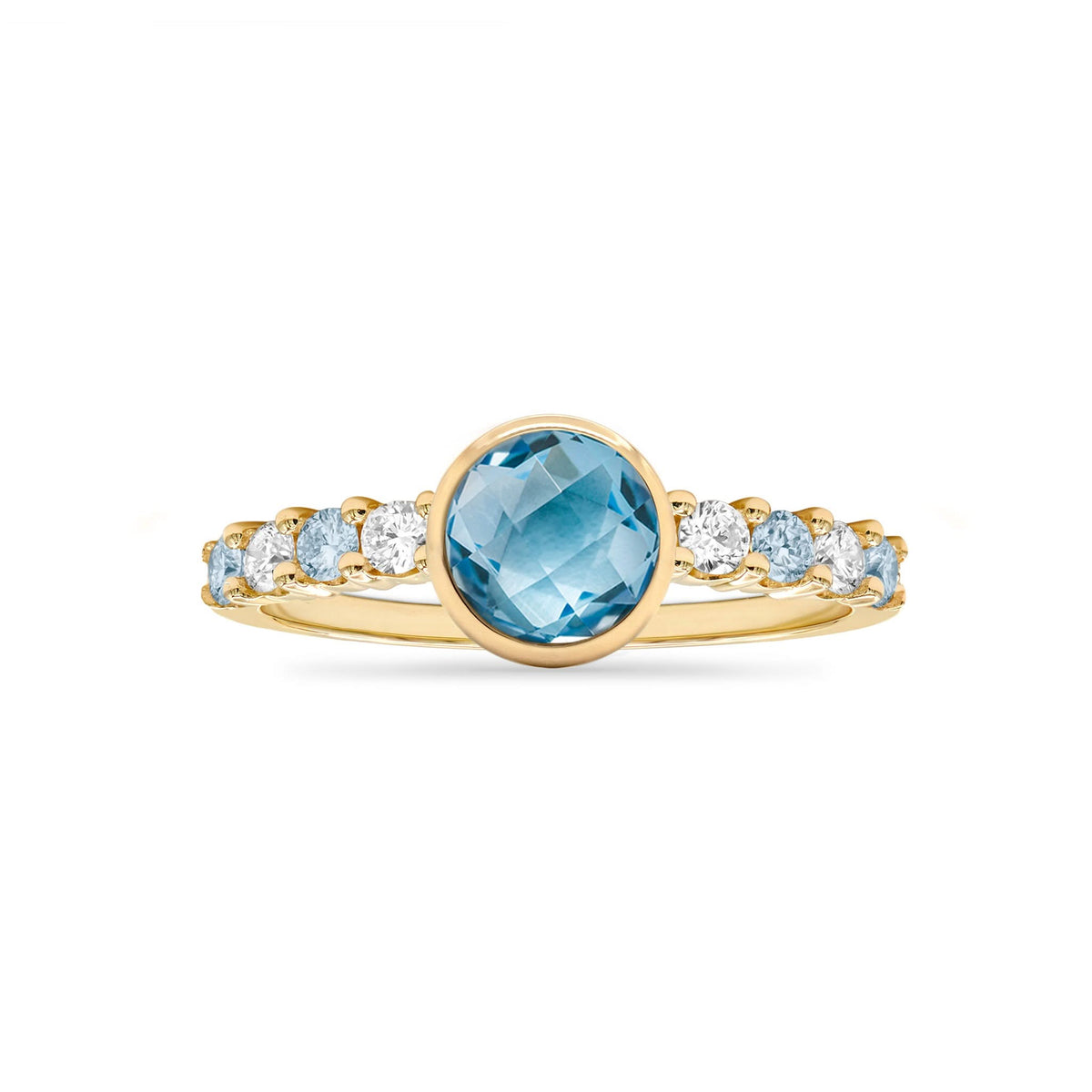 Rosecliff Grand Nantucket Blue Topaz Ring in 14k Gold (December)