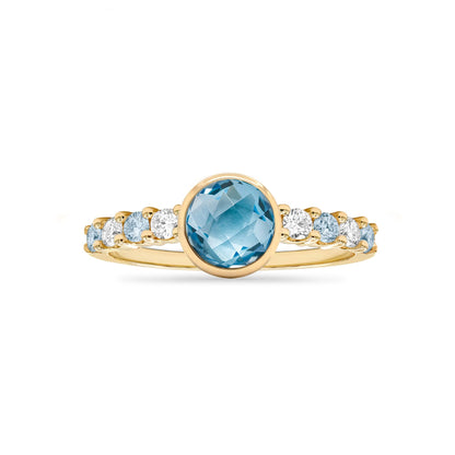 Rosecliff Grand Nantucket Blue Topaz Ring in 14k Gold (December)