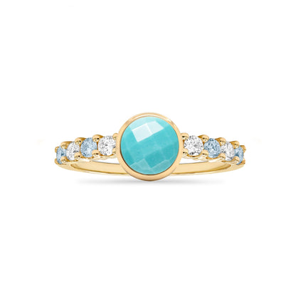 Rosecliff Grand Turquoise Ring in 14k Gold (December)