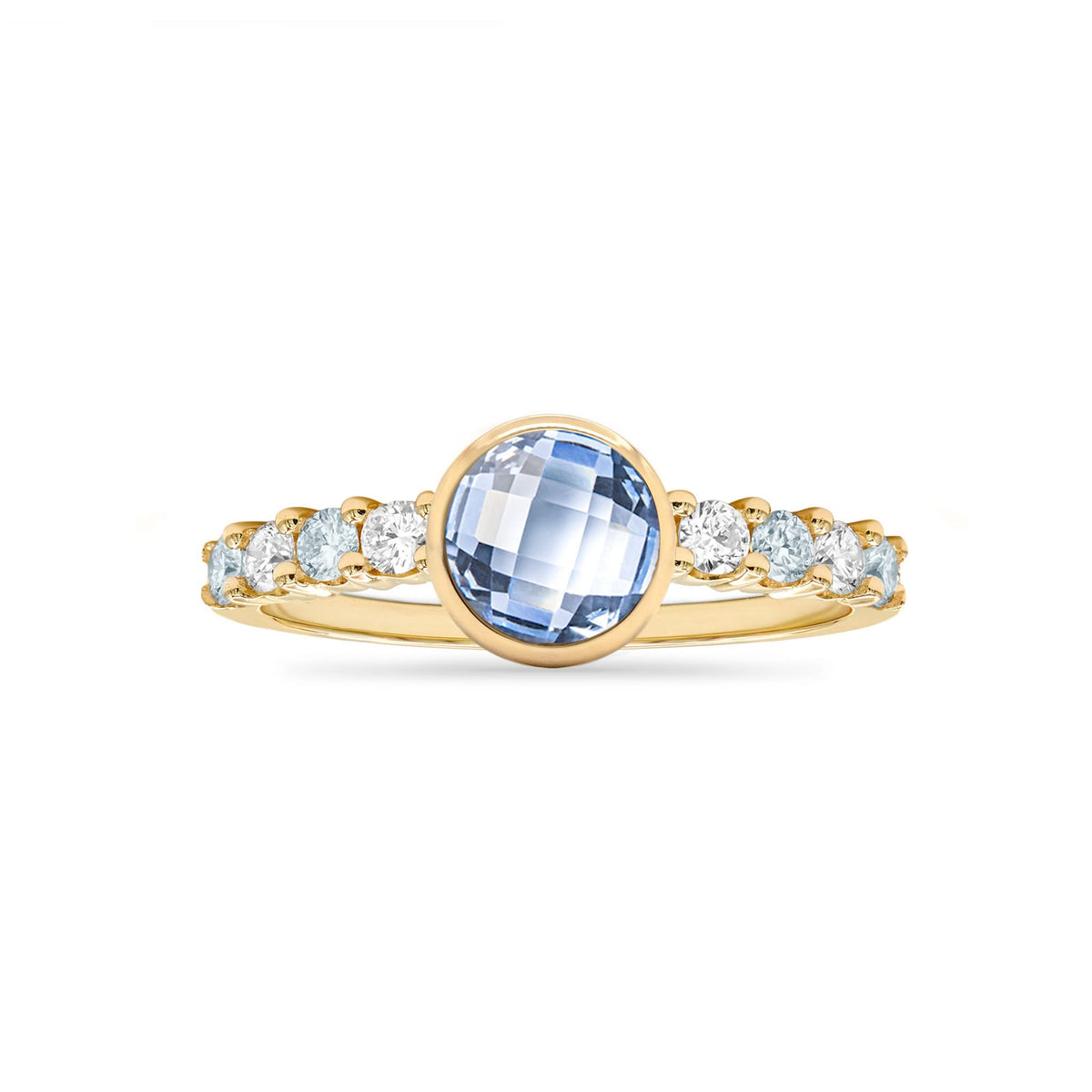 Rosecliff Grand Aquamarine Ring in 14k Gold (March)