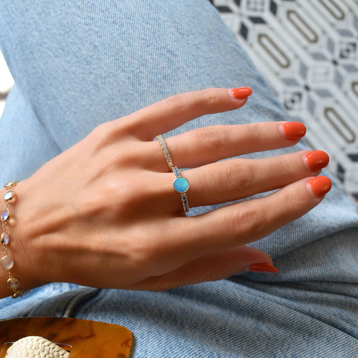 Rosecliff Grand Turquoise Ring in 14k Gold (December)