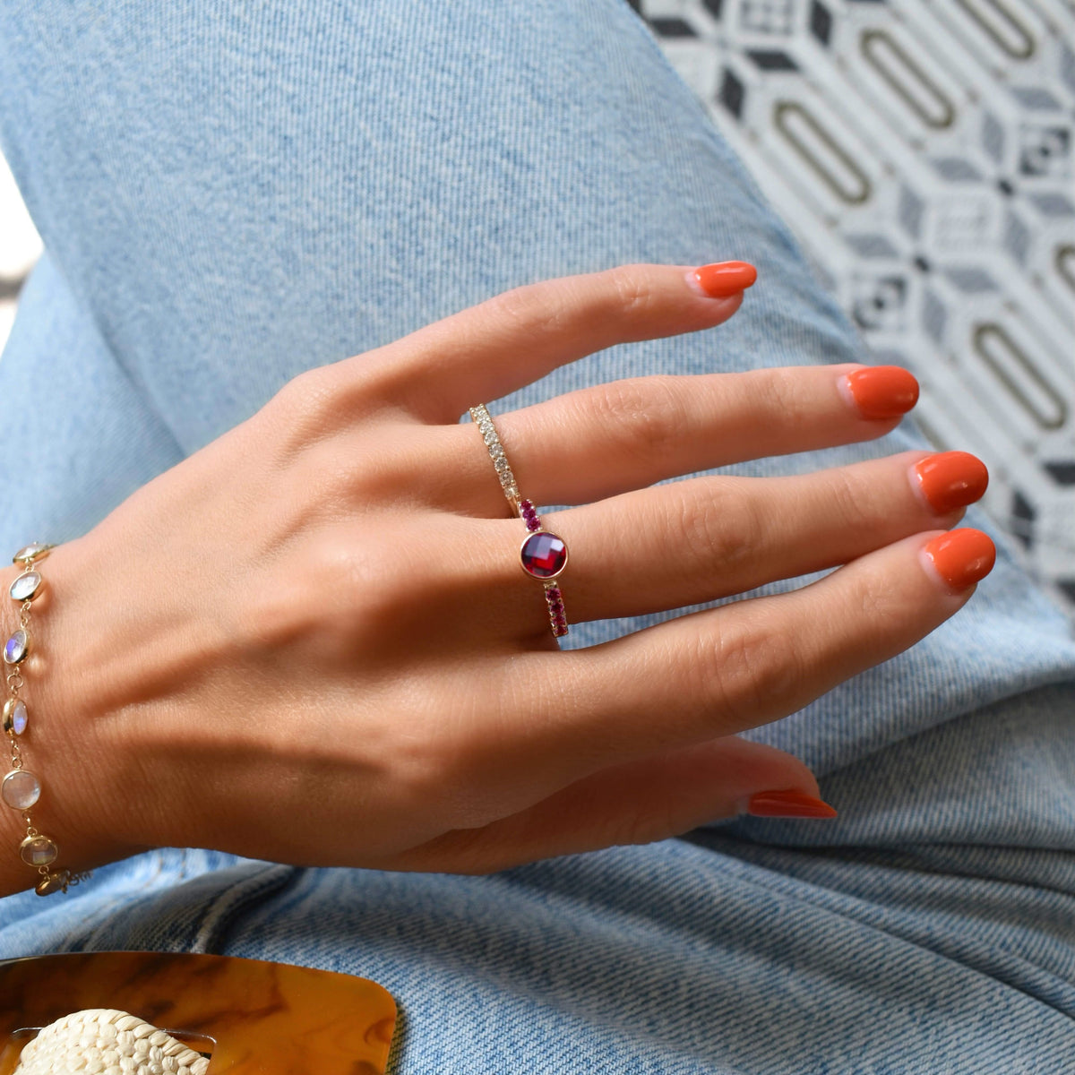 Rosecliff Grand Ruby Ring in 14k Gold (July)