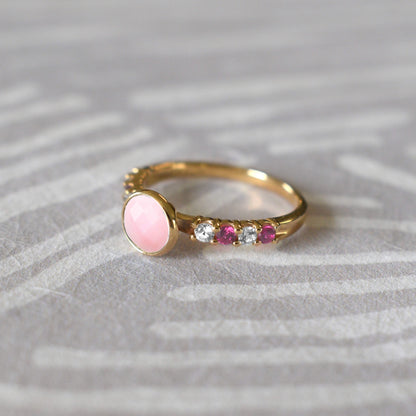 Rosecliff Grand Pink Opal Ring in 14k Gold (October)