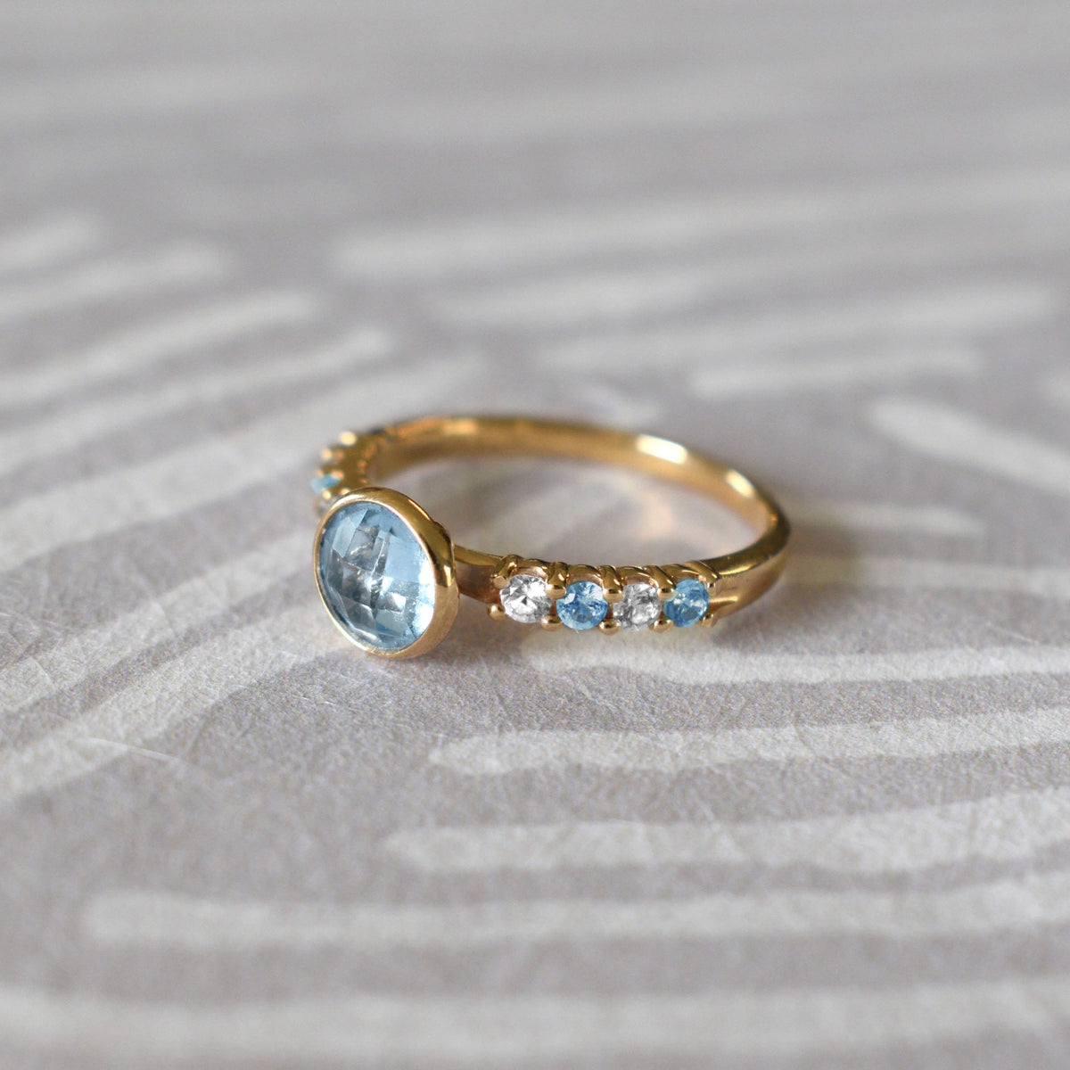 Rosecliff Grand Nantucket Blue Topaz Ring in 14k Gold (December)