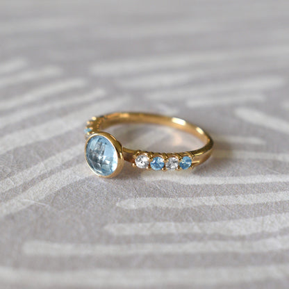 Rosecliff Grand Nantucket Blue Topaz Ring in 14k Gold (December)