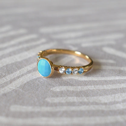 Rosecliff Grand Turquoise Ring in 14k Gold (December)