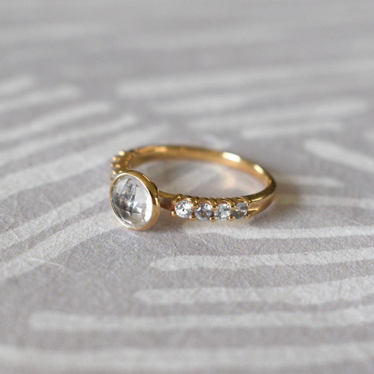 Rosecliff Grand White Topaz Ring in 14k Gold (April)