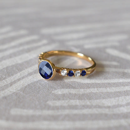 Rosecliff Grand Sapphire Ring in 14k Gold (September)