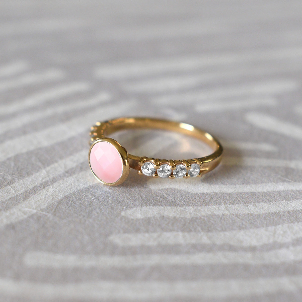 Rosecliff Grand Pink Opal Ring in 14k Gold (October)