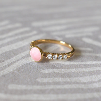 Rosecliff Grand Pink Opal Ring in 14k Gold (October)