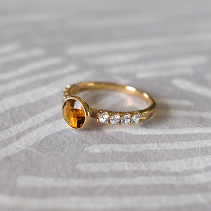 Rosecliff Grand Citrine Ring in 14k Gold (November)
