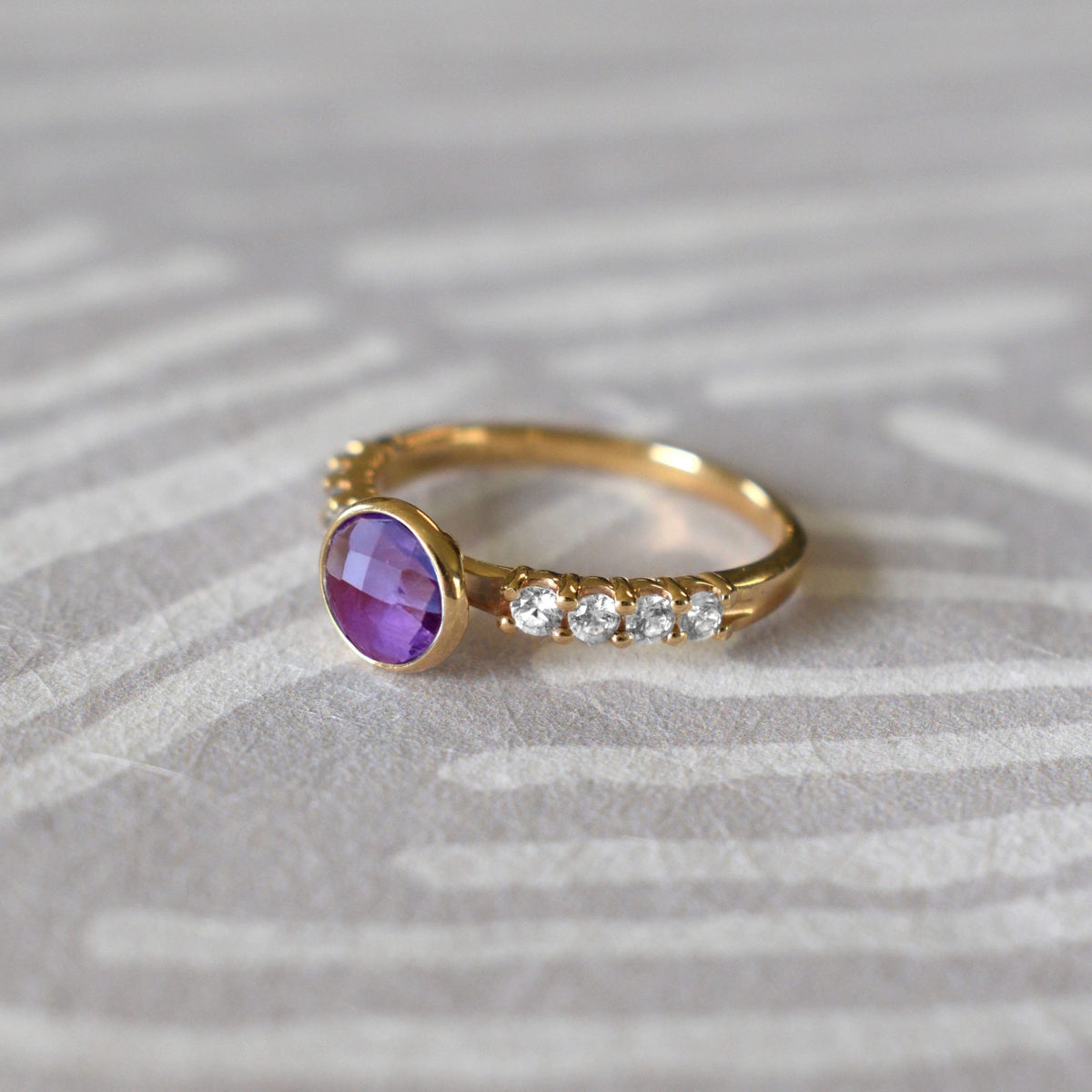 Rosecliff Grand Amethyst Ring in 14k Gold (February)