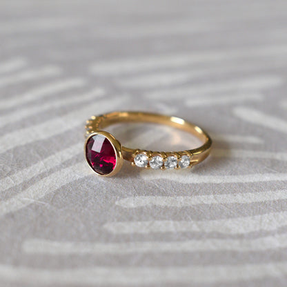 Rosecliff Grand Ruby Ring in 14k Gold (July)