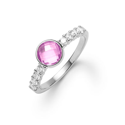 Rosecliff Grand Pink Sapphire Ring in 14k Gold (October)