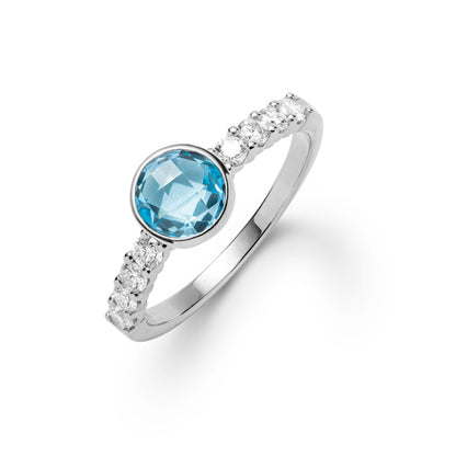Rosecliff Grand Nantucket Blue Topaz Ring in 14k Gold (December)