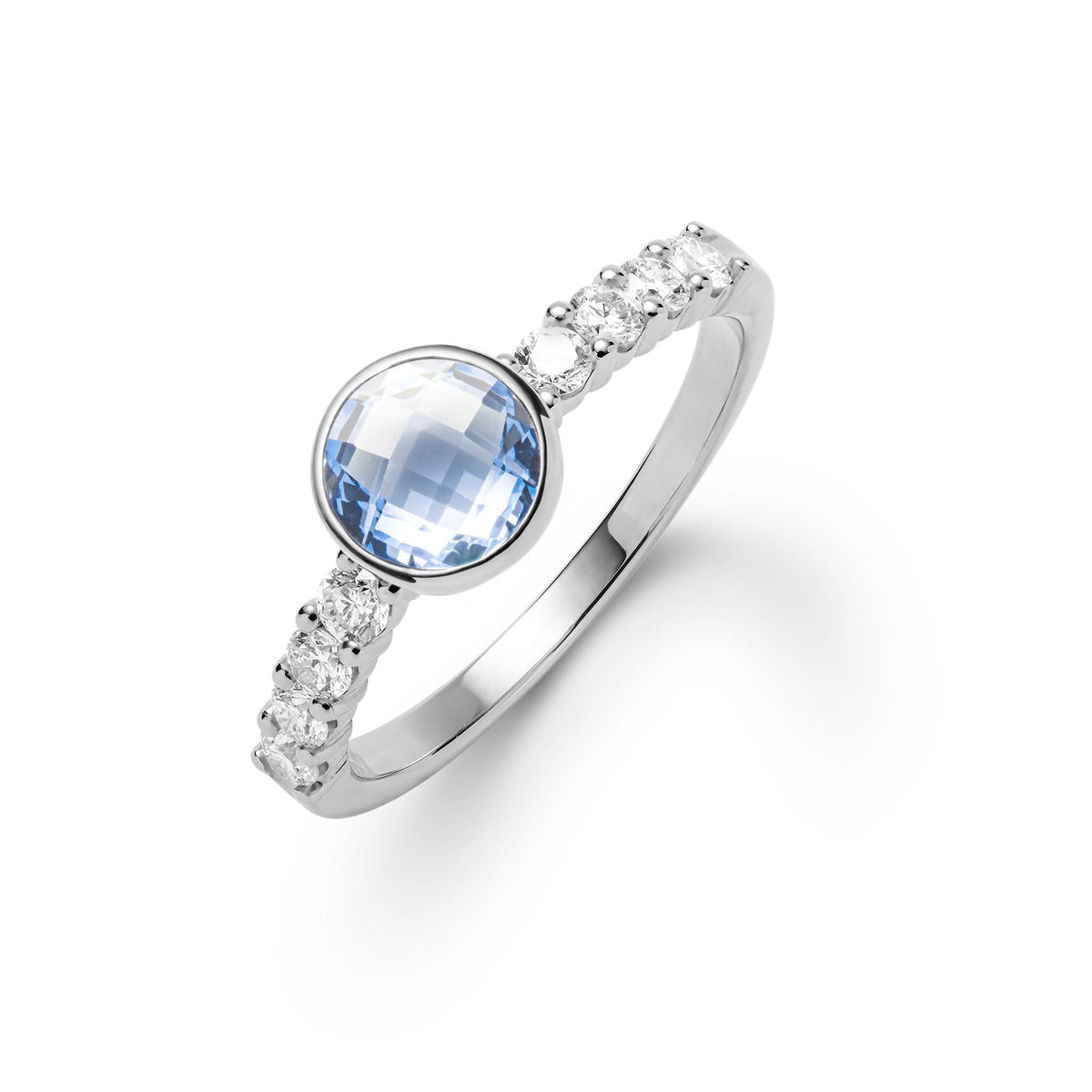 Rosecliff Grand Aquamarine Ring in 14k Gold (March)