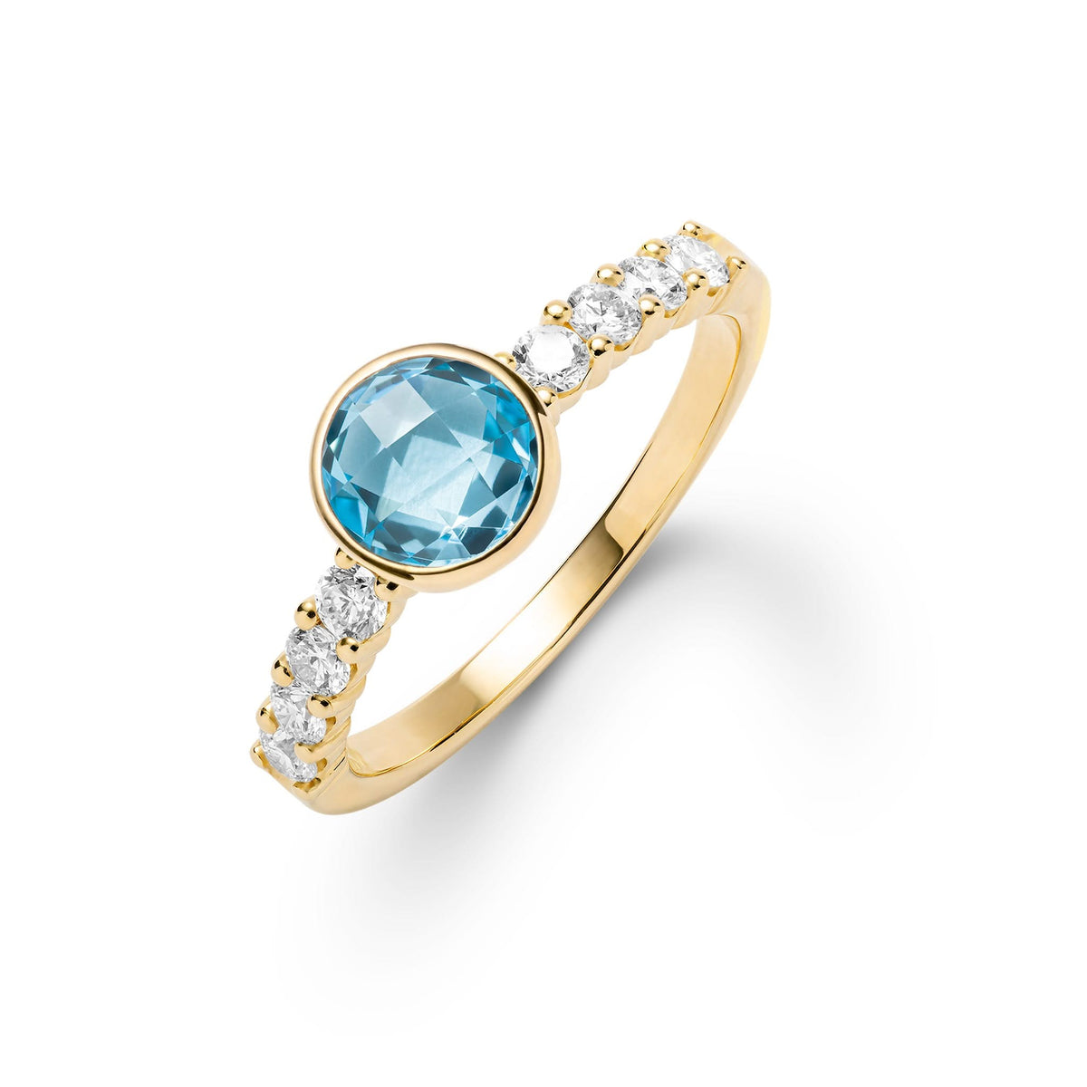 Rosecliff Grand Nantucket Blue Topaz Ring in 14k Gold (December)