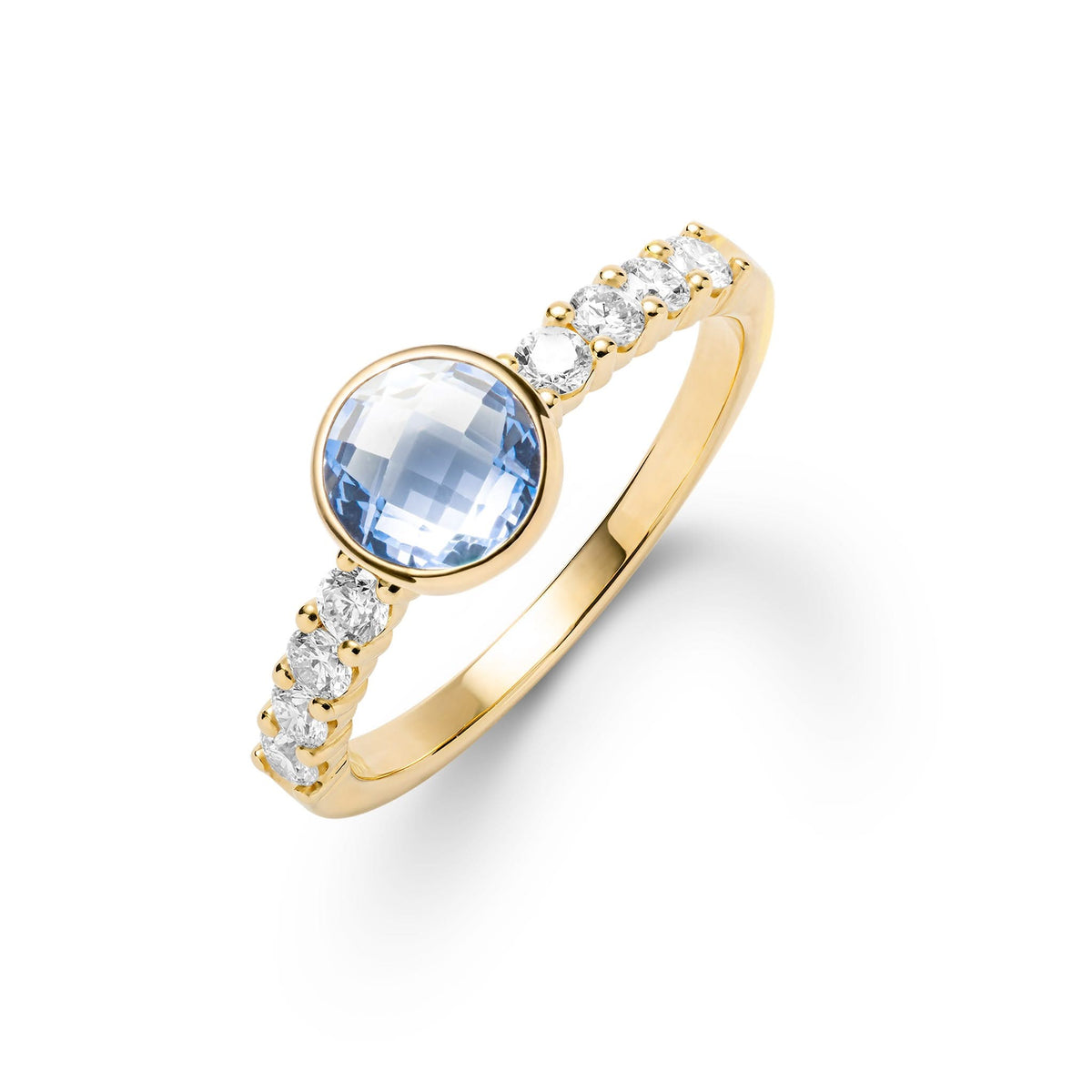 Rosecliff Grand Aquamarine Ring in 14k Gold (March)