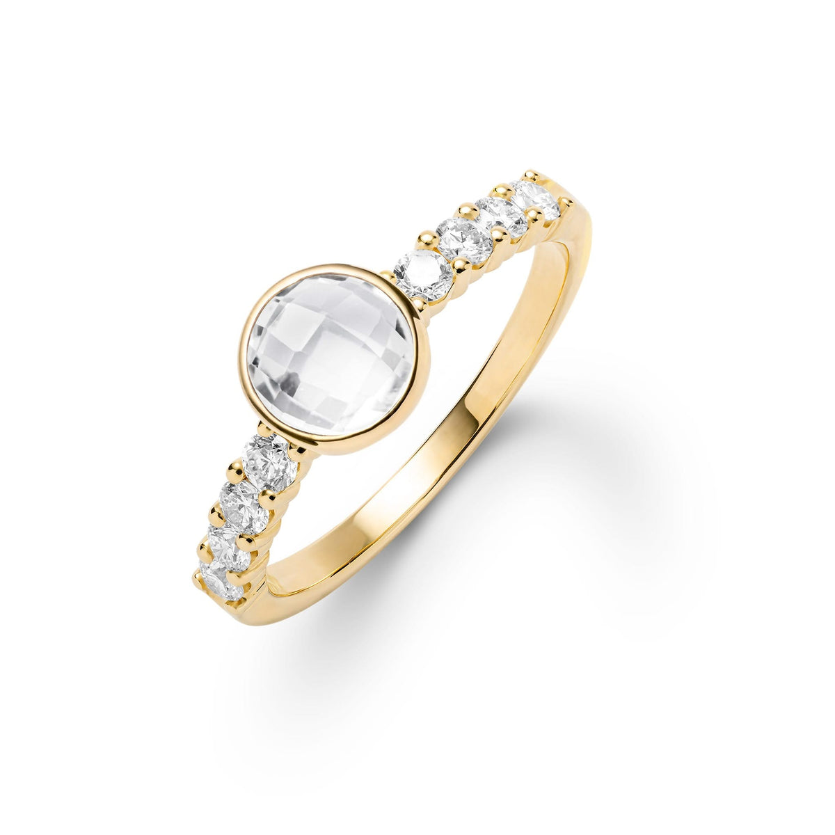 Rosecliff Grand White Topaz Ring in 14k Gold (April)