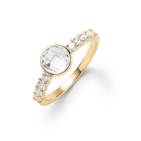 Rosecliff Grand White Topaz Ring in 14k Gold (April)