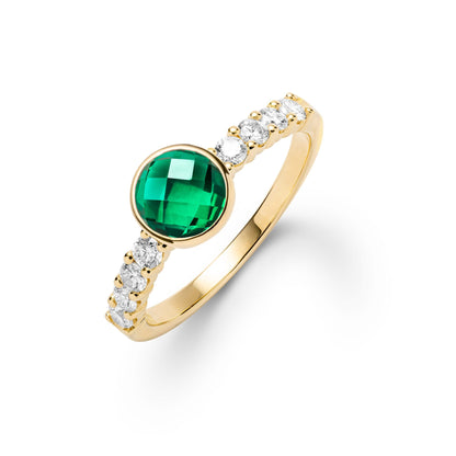 Rosecliff Grand Emerald Ring in 14k Gold (May)