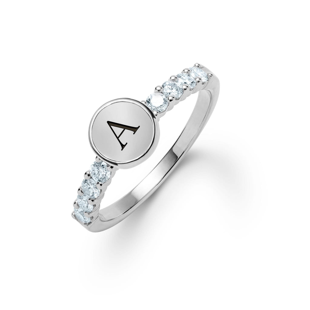 Rosecliff Letter Aquamarine Ring in 14k Gold (March)