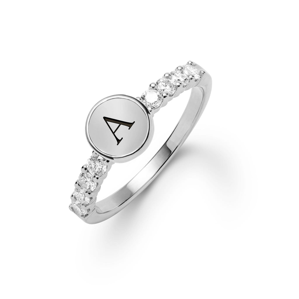 Rosecliff Letter Diamond Ring in 14k Gold (April)