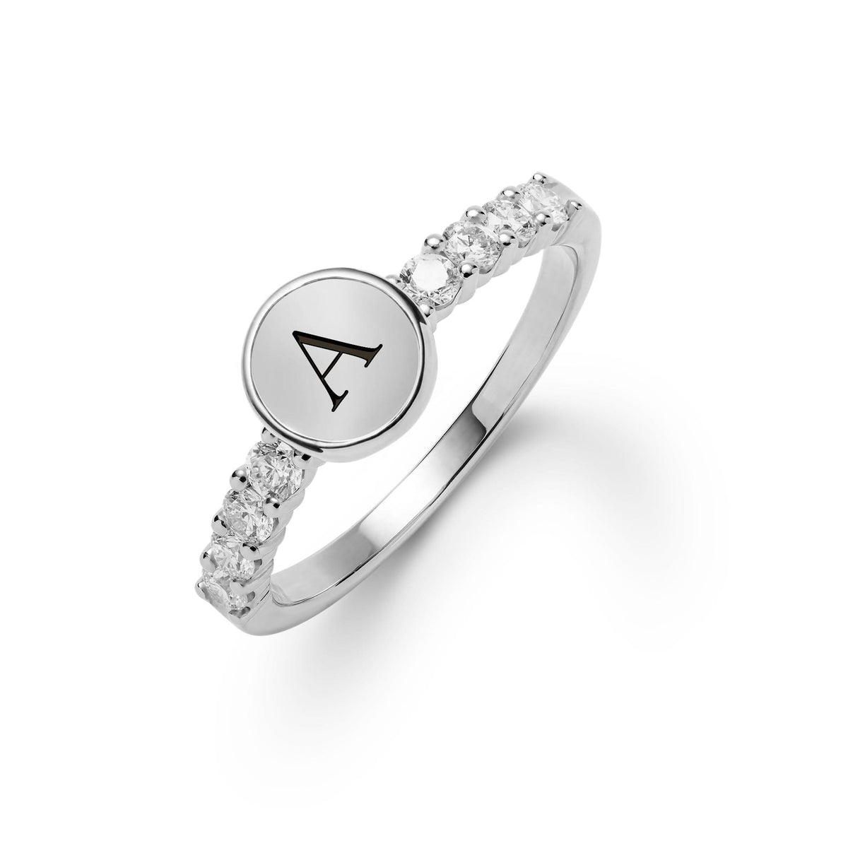 Rosecliff Letter White Topaz Ring in 14k Gold (April)