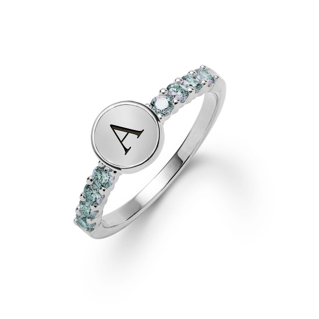 Rosecliff Letter Alexandrite Ring in 14k Gold (June)