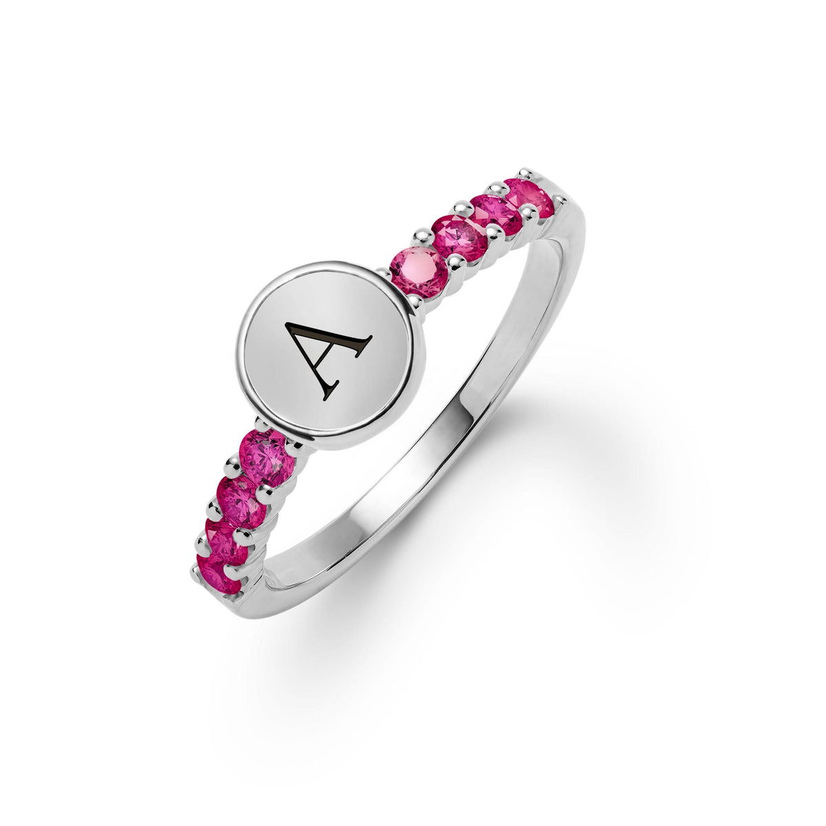 Rosecliff Letter Ruby Ring in 14k Gold (July)