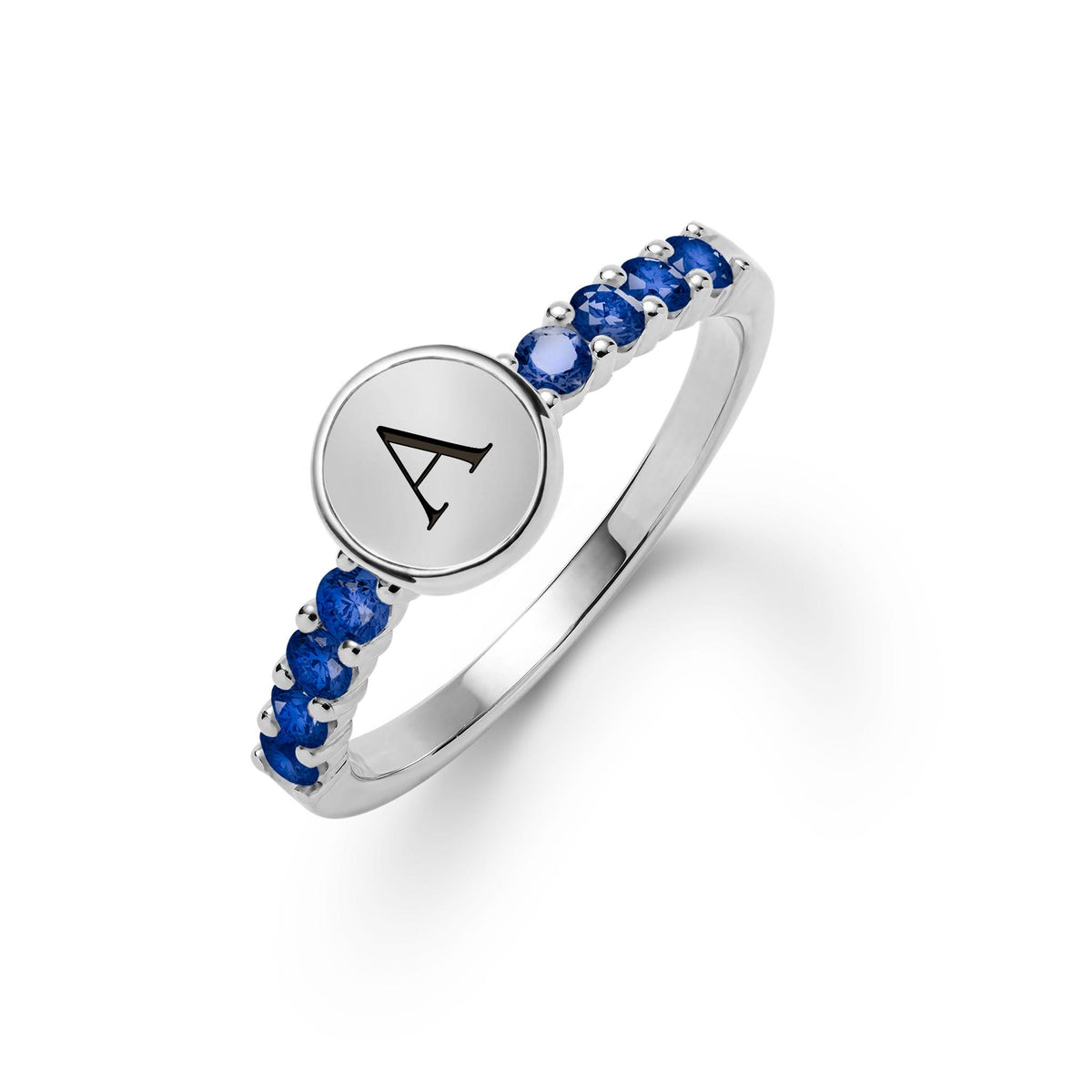 Rosecliff Letter Sapphire Ring in 14k Gold (September)
