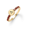 Rosecliff Letter Garnet Ring in 14k Gold (January)