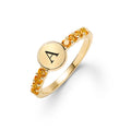 Rosecliff Letter Citrine Ring in 14k Gold (November)