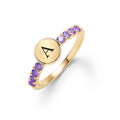 Rosecliff Letter Amethyst Ring in 14k Gold (February)