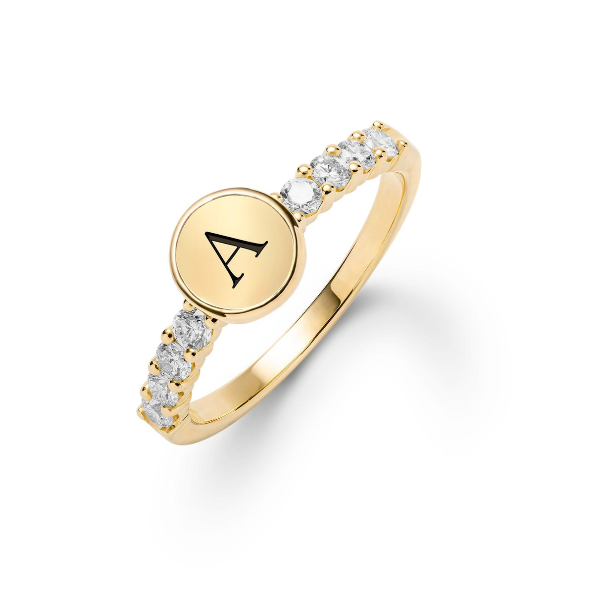 Rosecliff Letter White Topaz Ring in 14k Gold (April)