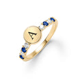 Rosecliff Letter Diamond & Sapphire Ring in 14k Gold (September)