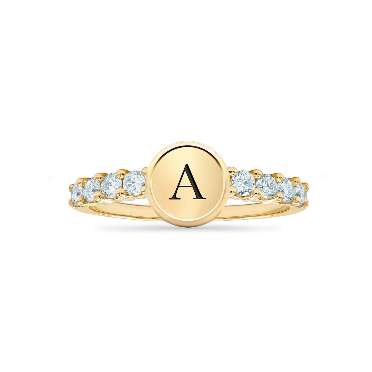 Rosecliff Letter Aquamarine Ring in 14k Gold (March)