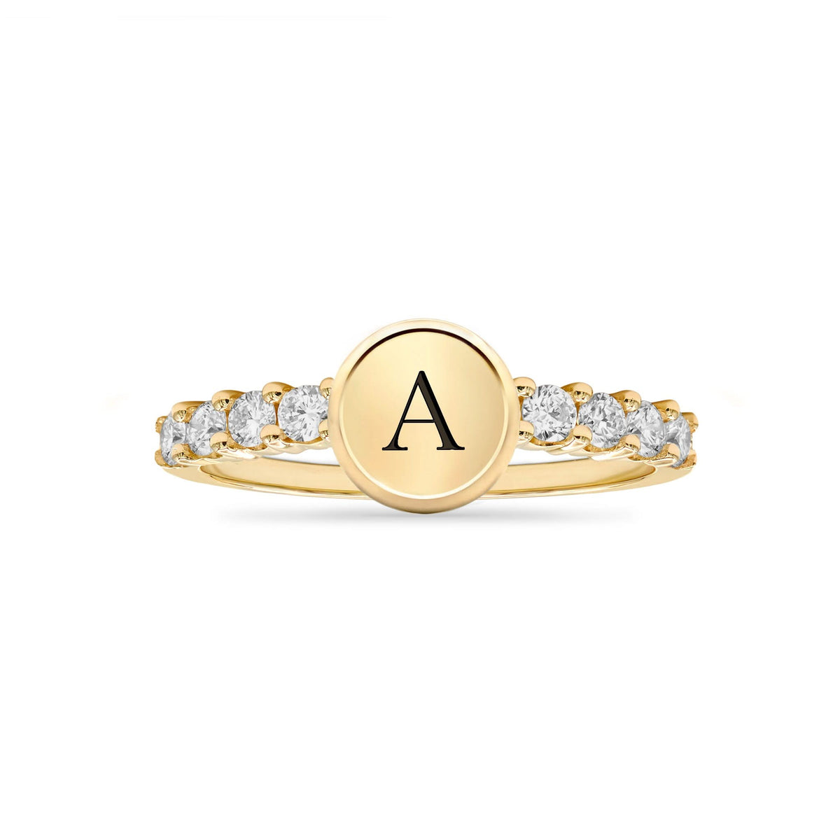 Rosecliff Letter White Topaz Ring in 14k Gold (April)