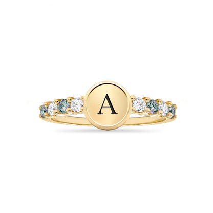 Rosecliff Letter Diamond & Alexandrite Ring in 14k Gold (June)