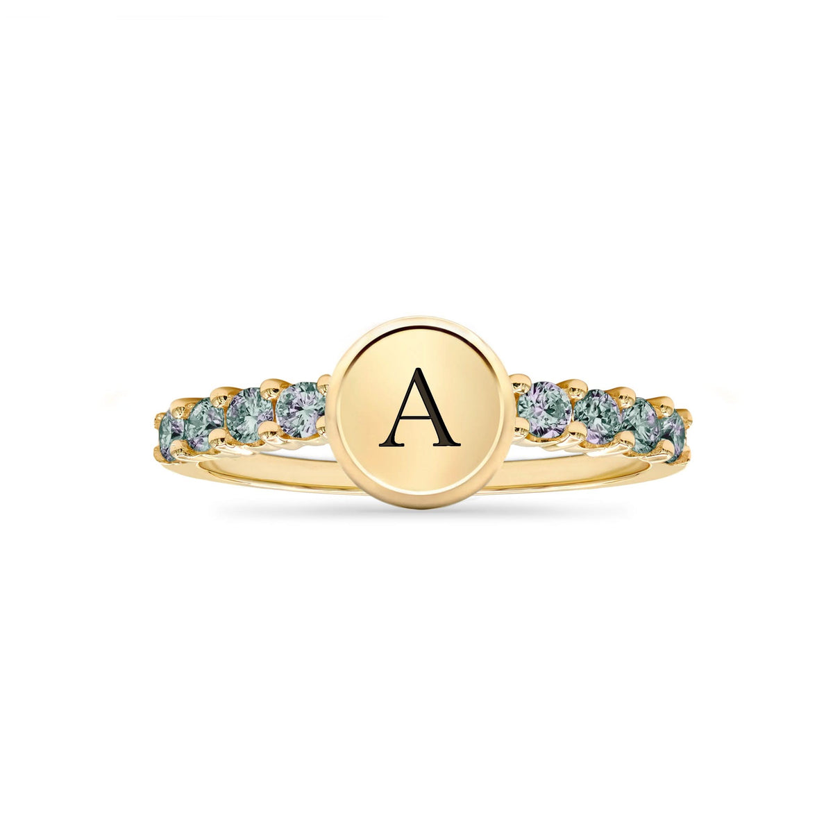 Rosecliff Letter Alexandrite Ring in 14k Gold (June)