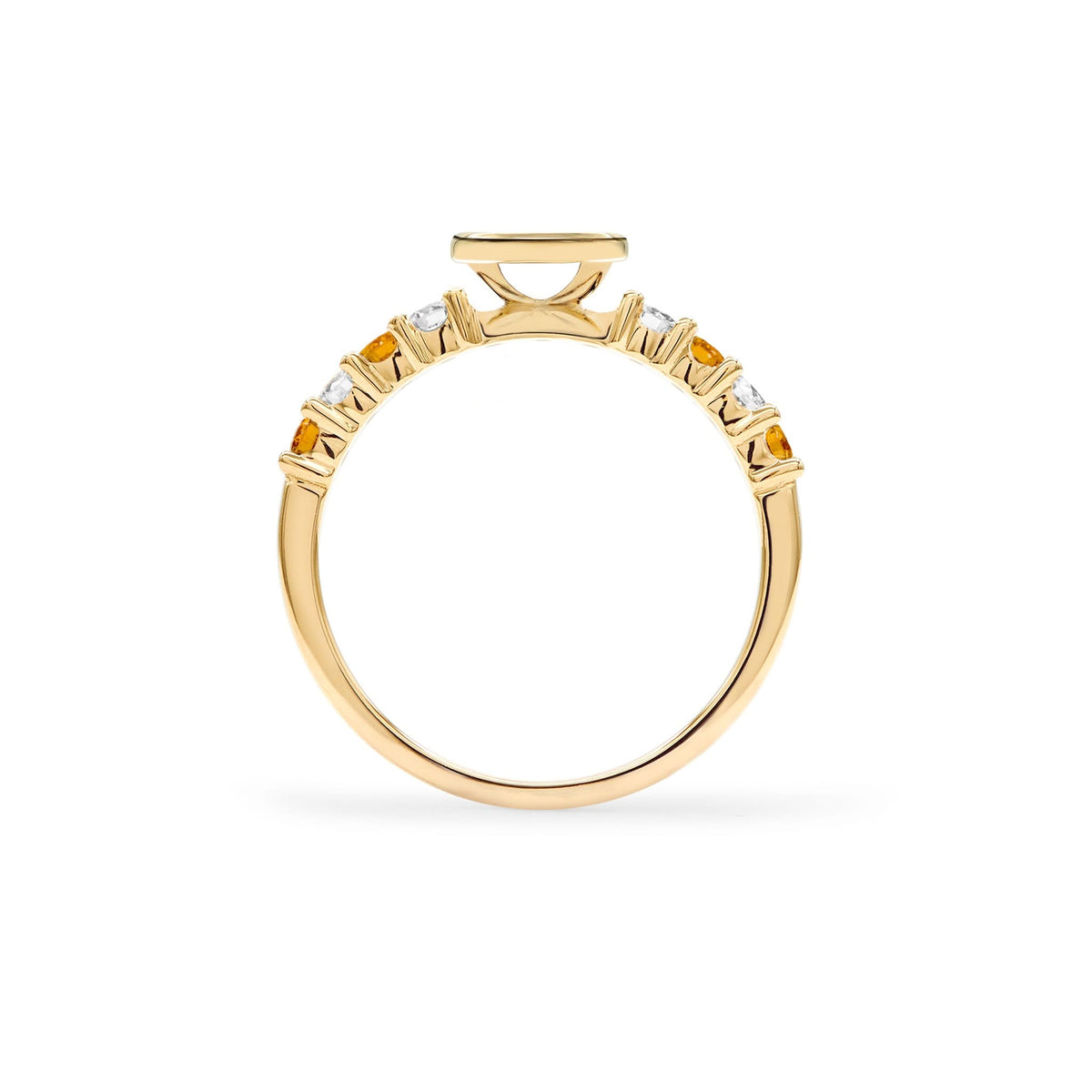 Rosecliff Letter Diamond & Citrine Ring in 14k Gold (November)